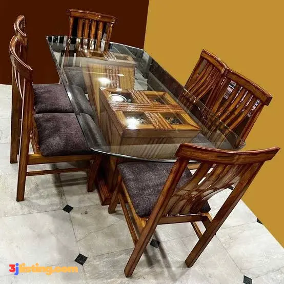 Glass Top Dining Table with 6 Chairs
